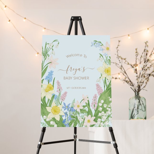 Easter Spring Floral Baby Shower Welcome Sign (In Situ (Stand))