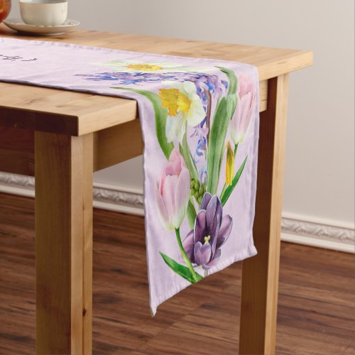 Easter Spring Floral Religious Christian Short Table Runner