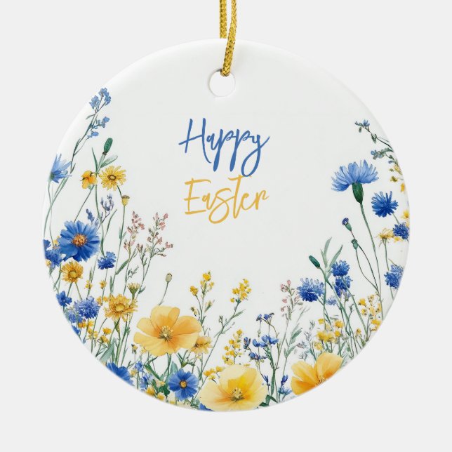 Easter Spring Flowers  Ceramic Ornament (Front)