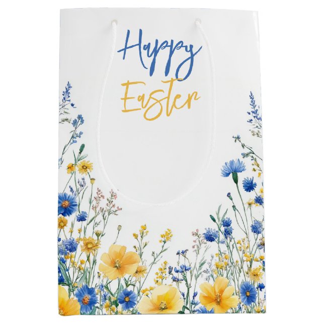 Easter Spring Flowers on Medium Gift Bag (Front)