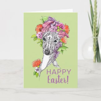 Easter Spring Italian greyhound Whippet Floral art Card