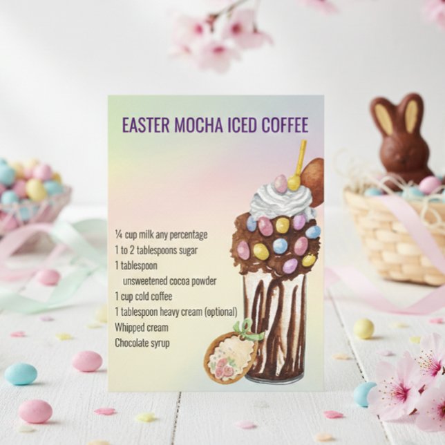 Easter Spring Mocha Coffee Drink Recipe  Postcard (Creator Uploaded)