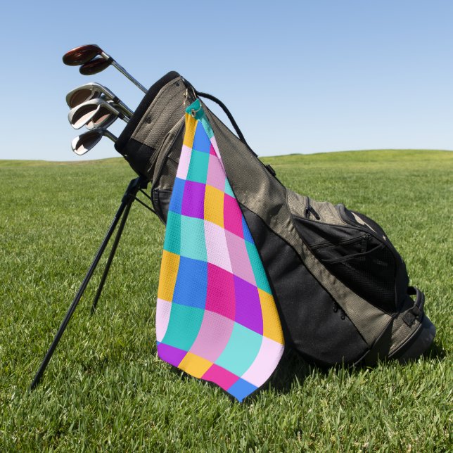 Easter Spring Squares  Golf Towel (Green)