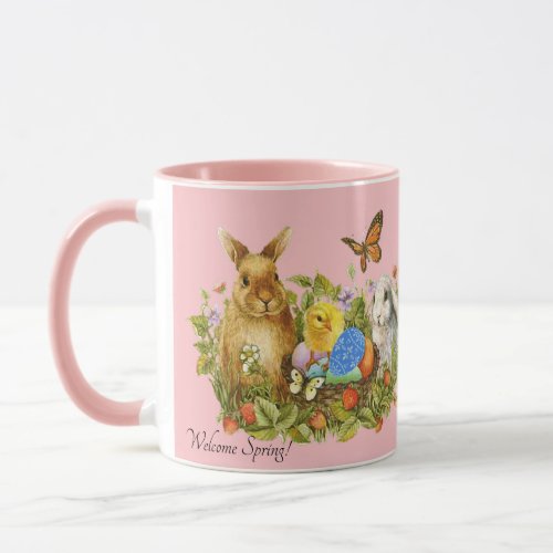 Easter Spring Time Bunny Eggs Chick Butterfly Gift Mug
