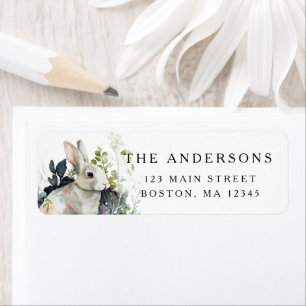 Easter Spring Watercolor Floral Bunny Address Label