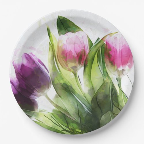 Easter Spring Watercolor Floral Paper Plate