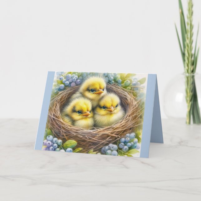 Easter Springtime Greeting Card with Baby Chicks (Front)