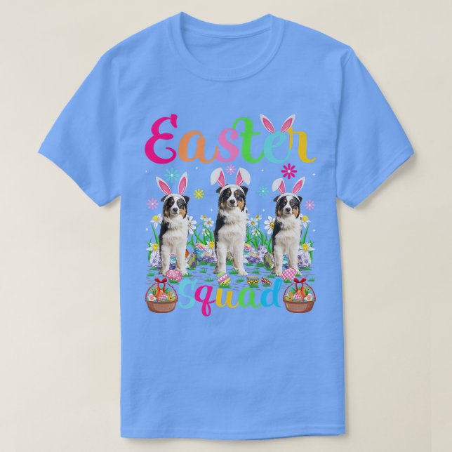 Easter Squad Bunny Ear Australian Shepherd Dog Hap T-Shirt (Design Front)