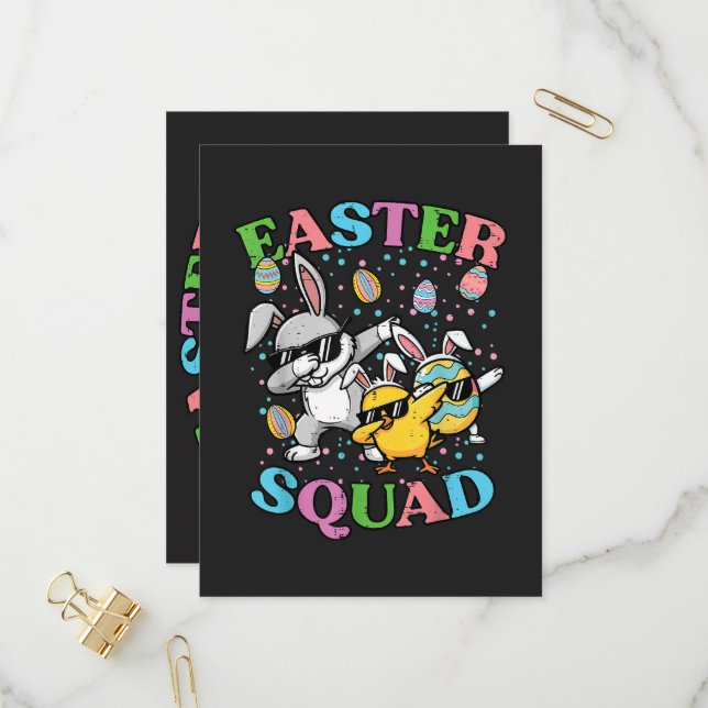 Easter Squad Bunny Egg Chick Dab Crew Matching Invitation Postcard (Front/Back In Situ)