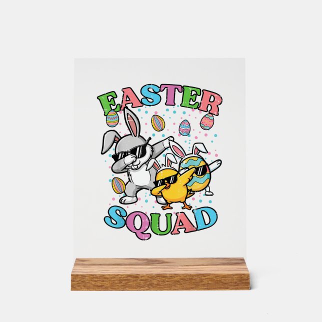 Easter Squad Bunny Egg Chick Dab Crew Matching Men Acrylic Sign (Front)