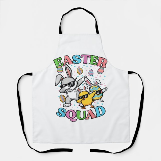 Easter Squad Bunny Egg Chick Dab Crew Matching Men Apron (Front)