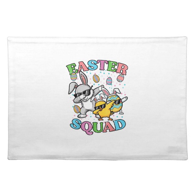 Easter Squad Bunny Egg Chick Dab Crew Matching Men Cloth Placemat (Front)