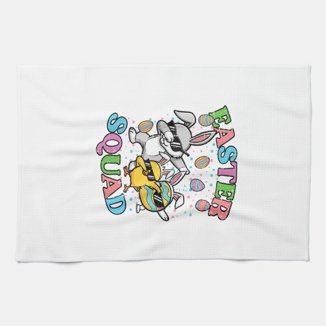 Easter Squad Bunny Egg Chick Dab Crew Matching Men Kitchen Towel (Horizontal)