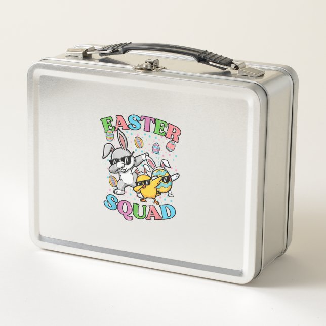 Easter Squad Bunny Egg Chick Dab Crew Matching Men Metal Lunch Box (Front)