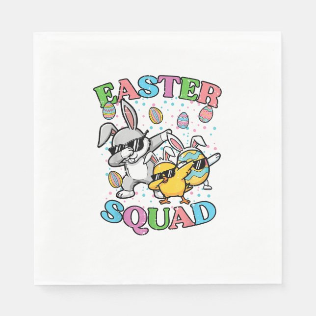 Easter Squad Bunny Egg Chick Dab Crew Matching Men Napkins (Front)