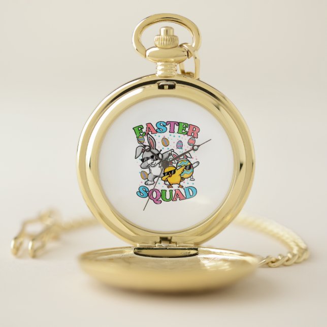 Easter Squad Bunny Egg Chick Dab Crew Matching Men Pocket Watch (Inside)