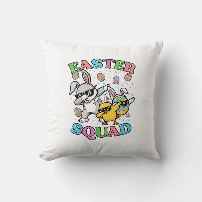Easter Squad Bunny Egg Chick Dab Crew Matching Men Throw Pillow (Front)