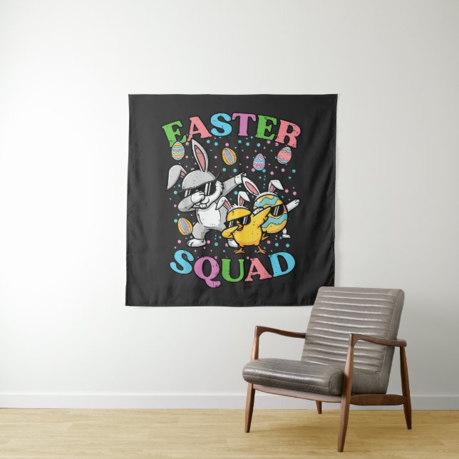 Easter Squad Bunny Egg Chick Dab Crew Matching Tapestry (In Situ)