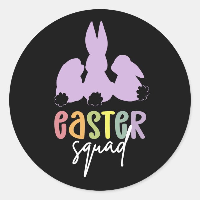 Easter Squad | Easter Egg Hunt Cute Bunny  Classic Round Sticker (Front)
