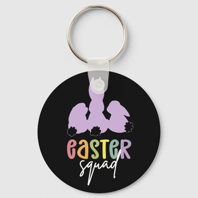 Easter Squad | Easter Egg Hunt Cute Bunny  Keychain (Front)