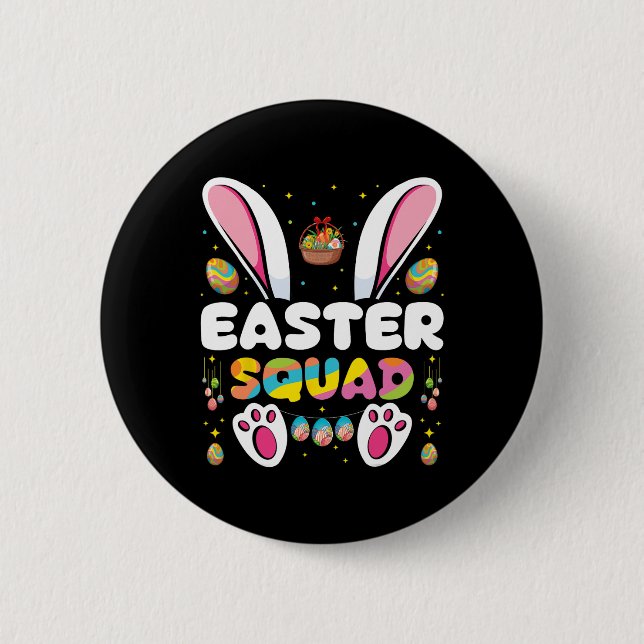 Easter Squad Egg Hunting Bunny Group Matching  Button (Front)