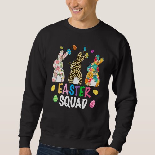 Easter Squad Leopard Easter Bunny Rabbit Egg Hunt  Sweatshirt