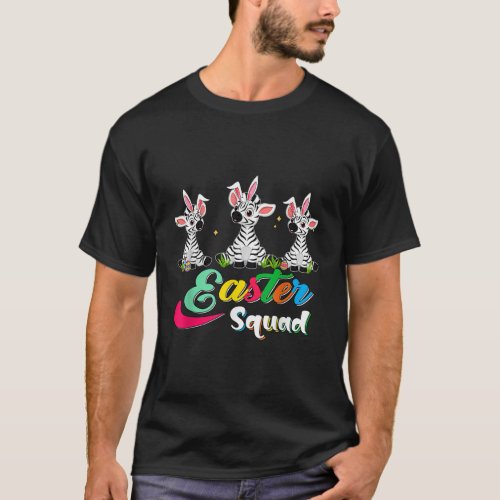 Easter Squad Three Cute Bunnies Zebras Chocolate E T_Shirt
