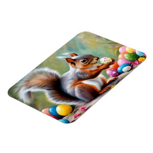 Easter Squirrel With Eggs Magnet