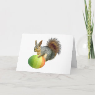 Easter Squirrel with Rainbow Egg Card