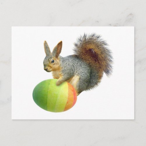 Easter Squirrel with  Rainbow Egg Postcard