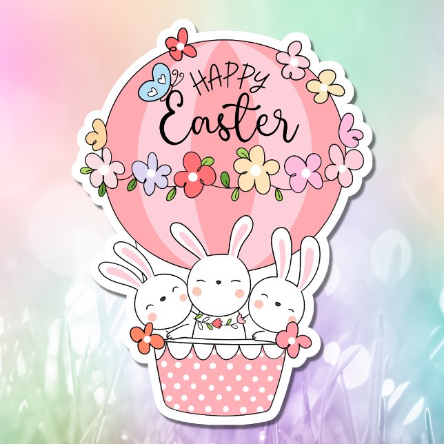 Easter Sticker Gift Label Easter Bunnies Balloon (Creator Uploaded)