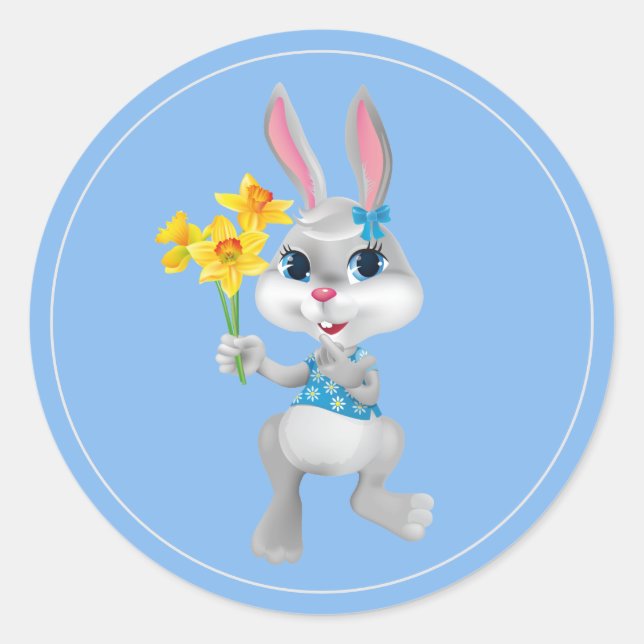 Easter Stickers-Bunny Classic Round Sticker (Front)
