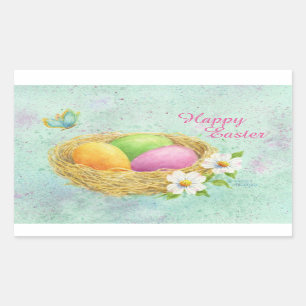 Easter Stickers Colored Eggs in Nest