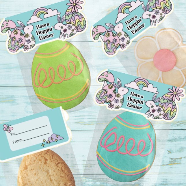Easter Stickers Fold Over Treat Bags (Bake. Decorate. Peel. Place. Fold Over. Stick. Gift.)