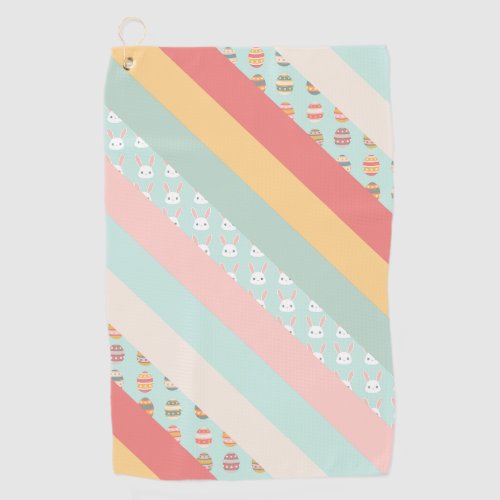 Easter Stripes in Bunnies and Eggs Golf Towel