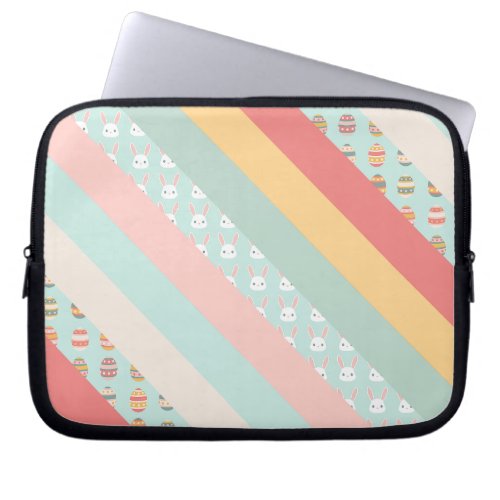 Easter Stripes in Bunnies and Eggs Laptop Sleeve