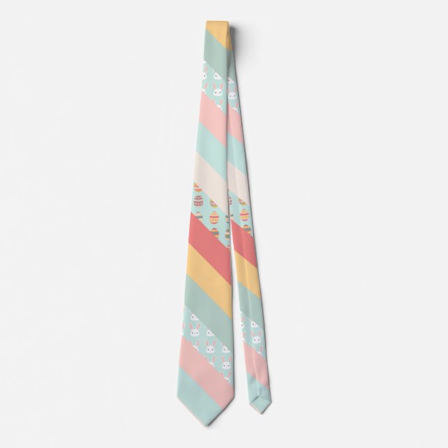 Easter Stripes in Bunnies and Eggs Neck Tie (Front)