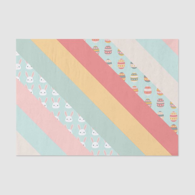 Easter Stripes in Bunnies and Eggs Tissue Paper (Front)