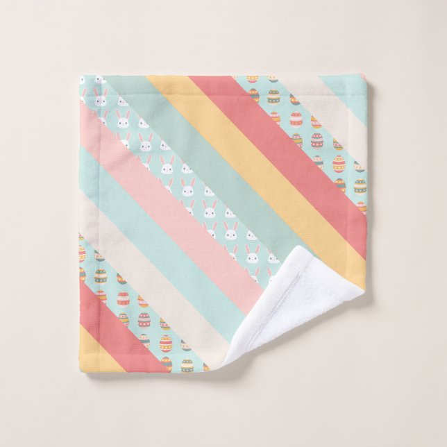 Easter Stripes in Bunnies and Eggs Wash Cloth (Wash Cloth)