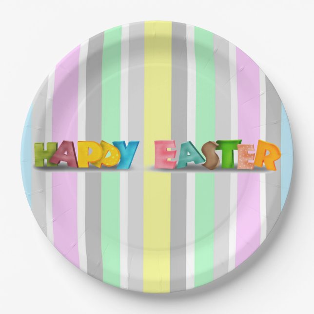 Easter Stripes Paper Plates (Front)