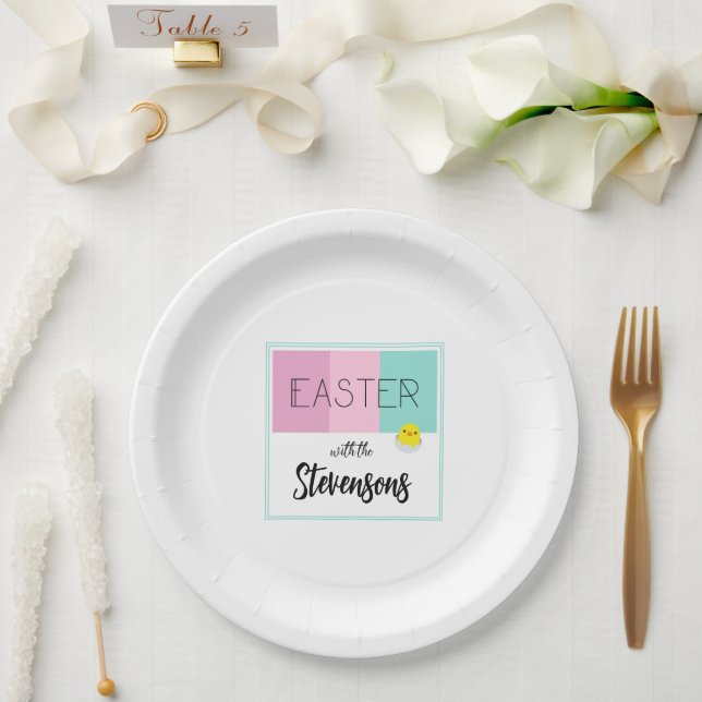 'Easter stripes' personalized paper plates (Wedding)