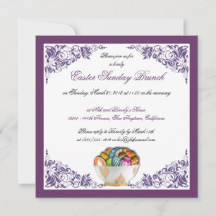 Easter Sunday Brunch Custom Invitations w/ Border