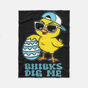 Easter Sunday Chicks Dig Me Funny Chicken Lover Bo Fleece Blanket