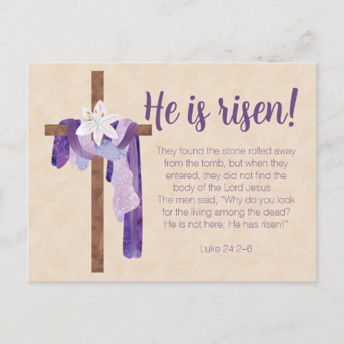 Easter Sunday Invitation Cross Lily Purple Postcard