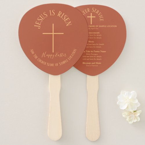 Easter Sunday Terracotta Color Church Service Hand Fan