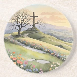 Easter sunrise art illustration coaster