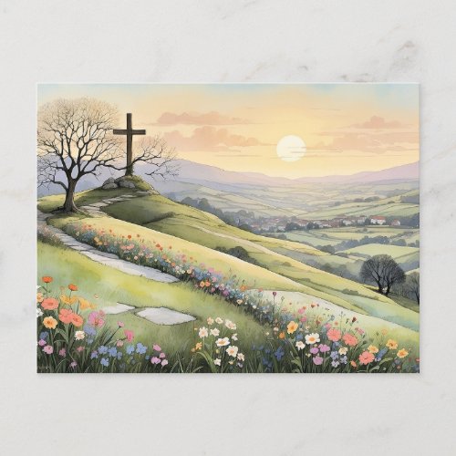 Easter sunrise art illustration postcard