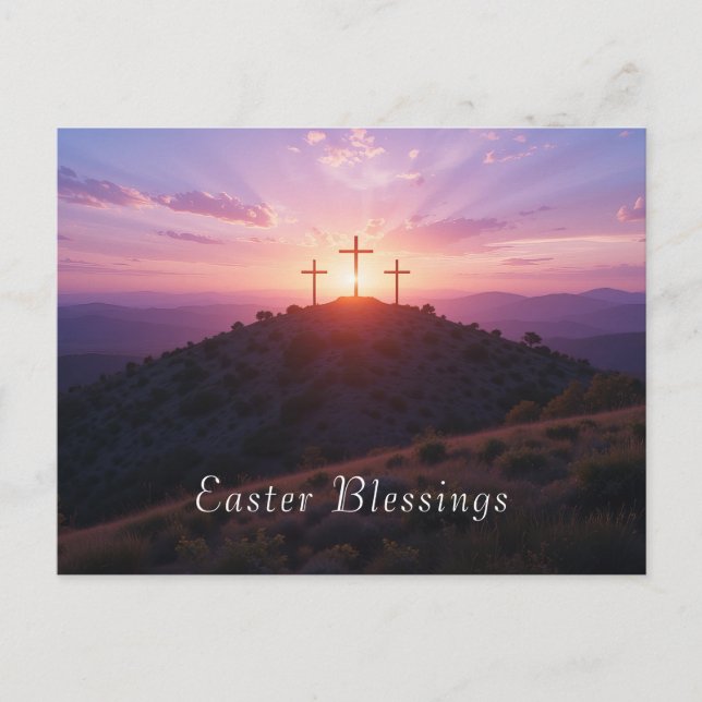 Easter Sunrise Over Cross Christian Easter  Holiday Postcard (Front)