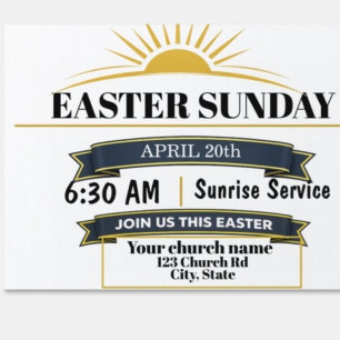 Easter Sunrise Service Church Yard Sign