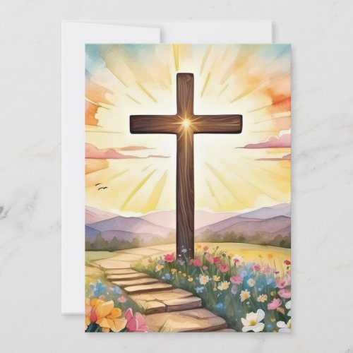 Easter Sunrise watercolor art Holiday Card